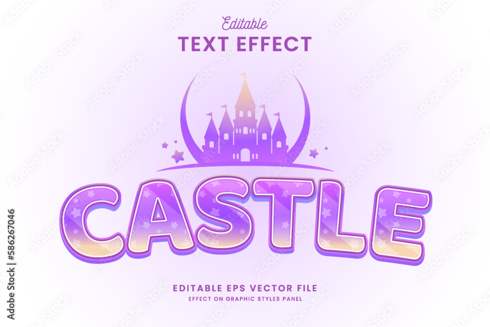 Poster decorative castle editable text effect vector design