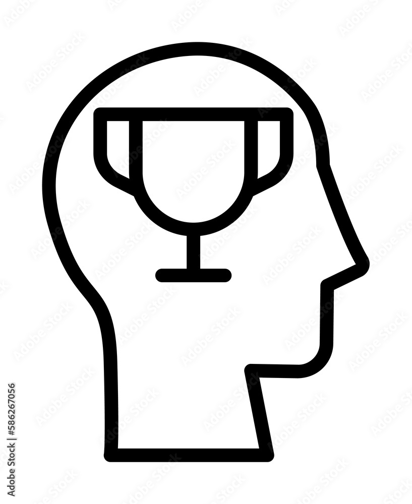 Poster head winner cup icon. simple line, outline elements of brain process icons for ui and ux, website or