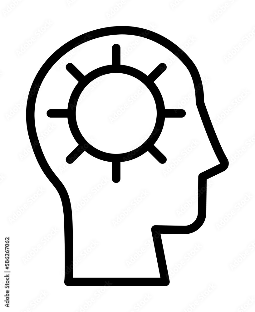Aufkleber head sun icon. simple line, outline elements of brain process icons for ui and ux, website or mobile