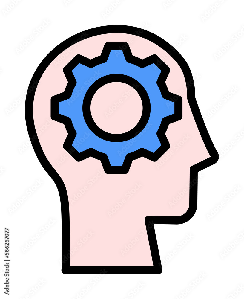 Poster head gear icon. simple color with outline elements of brain process icons for ui and ux, website or 