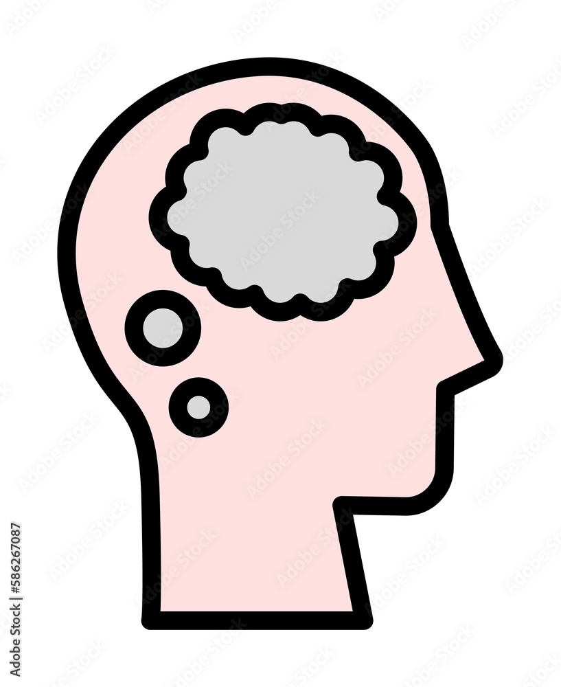 Aufkleber head thinks icon. simple color with outline elements of brain process icons for ui and ux, website o