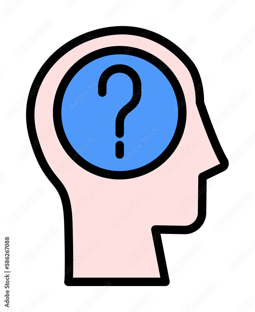 Aufkleber head question icon. simple color with outline elements of brain process icons for ui and ux, website
