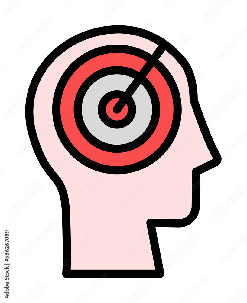 Aufkleber head goal icon. simple color with outline elements of brain process icons for ui and ux, website or 