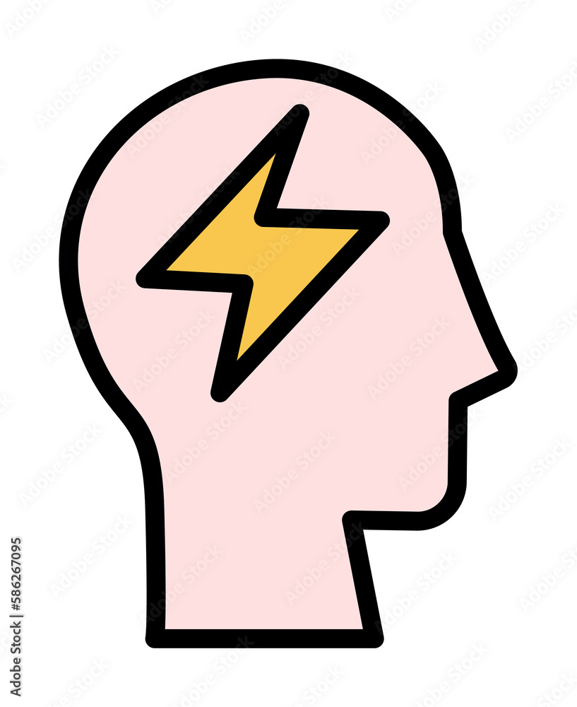 Aufkleber head lightning icon. simple color with outline elements of brain process icons for ui and ux, websit