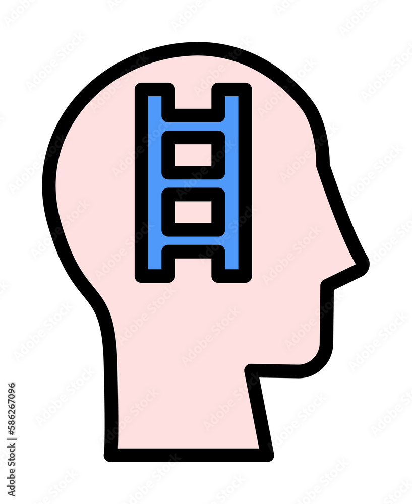 Poster head stairs icon. simple color with outline elements of brain process icons for ui and ux, website o