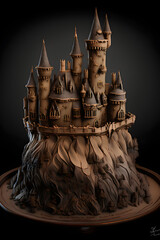 Fantasy castle cake. generative ai.