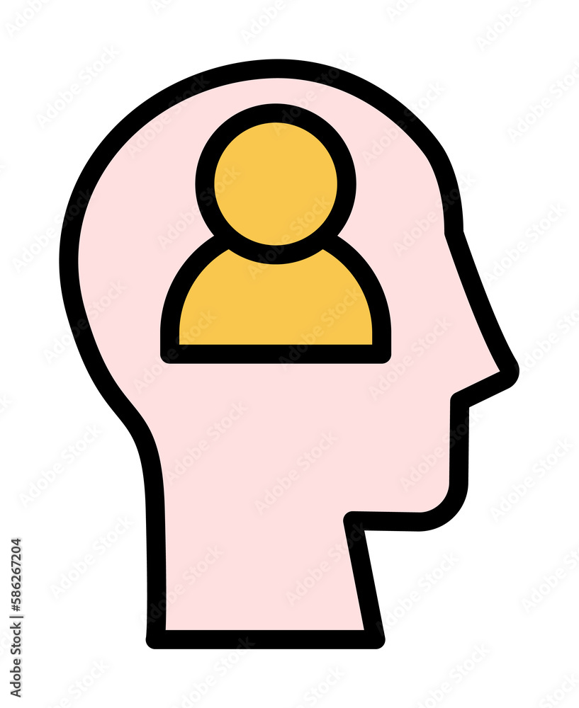 Poster head avatar man icon. simple color with outline elements of brain process icons for ui and ux, websi