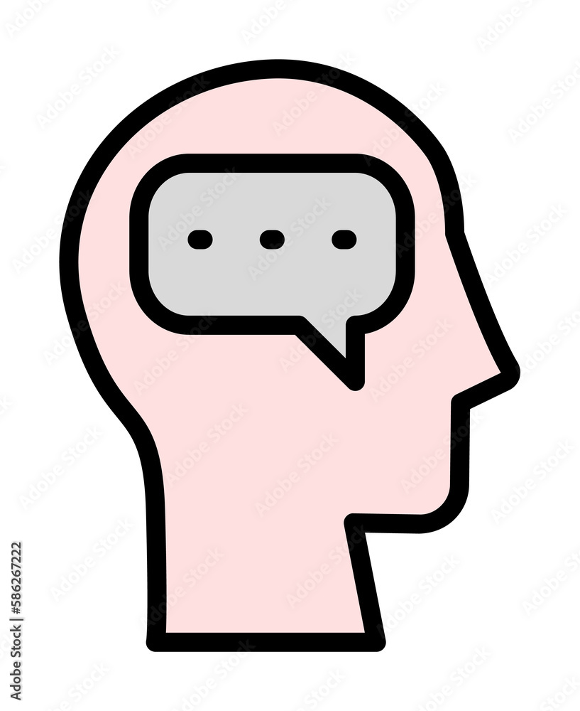 Aufkleber head chat icon. simple color with outline elements of brain process icons for ui and ux, website or 