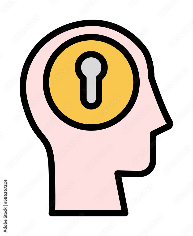 Aufkleber head lock icon. simple color with outline elements of brain process icons for ui and ux, website or 