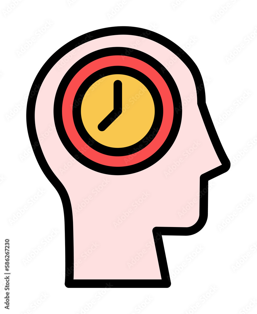 Poster head clock icon. simple color with outline elements of brain process icons for ui and ux, website or