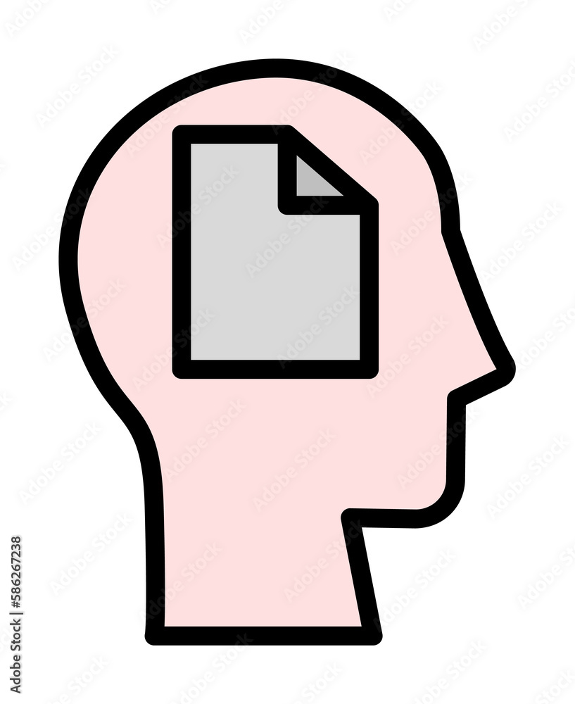 Aufkleber head document icon. simple color with outline elements of brain process icons for ui and ux, website