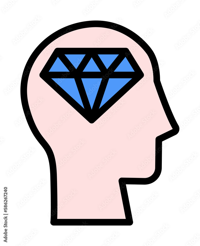 Aufkleber head diamond icon. simple color with outline elements of brain process icons for ui and ux, website 
