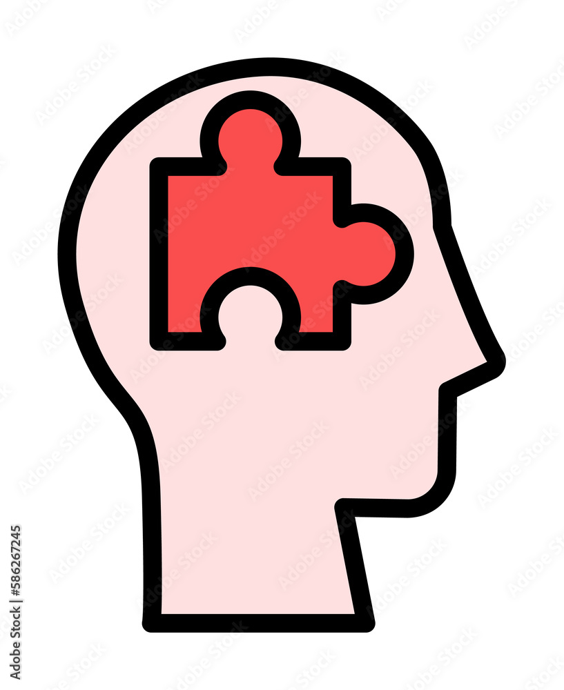 Poster head puzzle icon. simple color with outline elements of brain process icons for ui and ux, website o