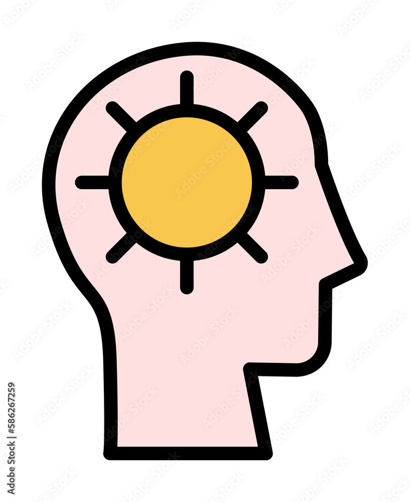 Poster head sun icon. simple color with outline elements of brain process icons for ui and ux, website or m
