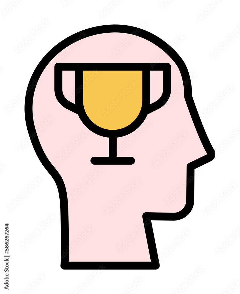 Poster head winner cup icon. simple color with outline elements of brain process icons for ui and ux, websi