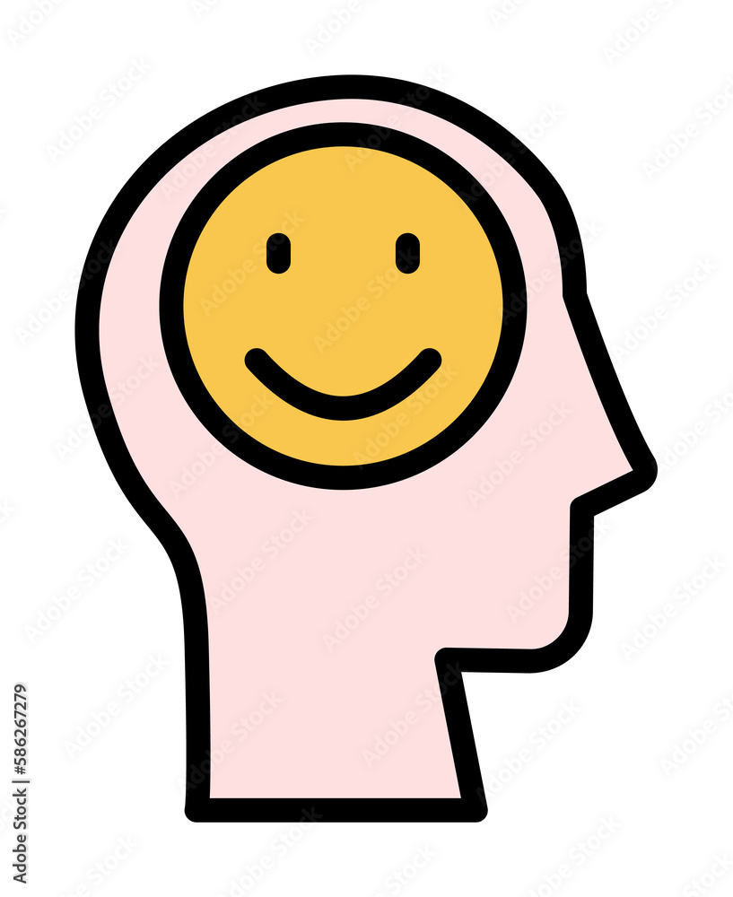 Aufkleber head smile icon. simple color with outline elements of brain process icons for ui and ux, website or
