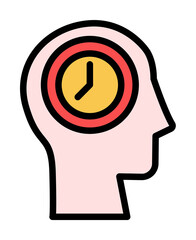 head clock icon. Simple color with outline elements of brain process icons for ui and ux, website or mobile application