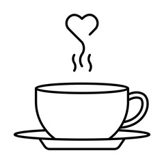 Cup, smoke, heart, coffee icon. Simple line, outline elements of breakfast with love icons for ui and ux, website or mobile application