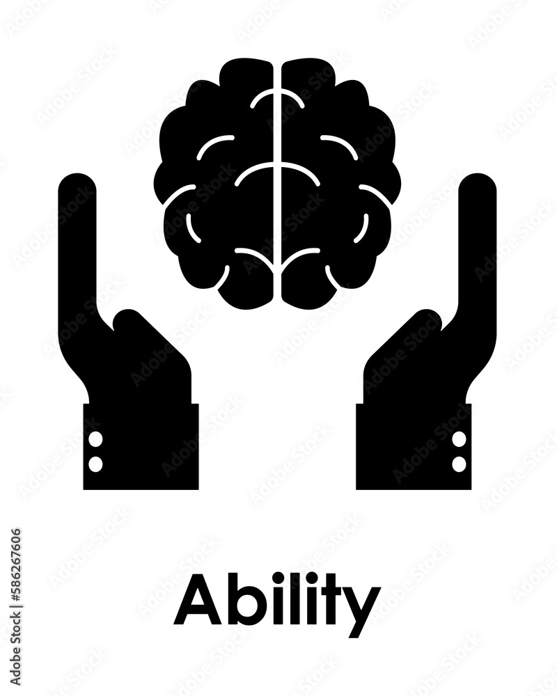 Aufkleber hands, brain icon. element of business icon with description. glyph icon for website design and deve