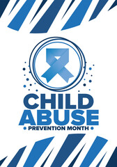 Fototapeta premium Child Abuse Prevention Month. Celebrate annual in April in United States. Stop child violence. Children protection and safety month. Unity for children. Poster, banner, background. Vector illustration