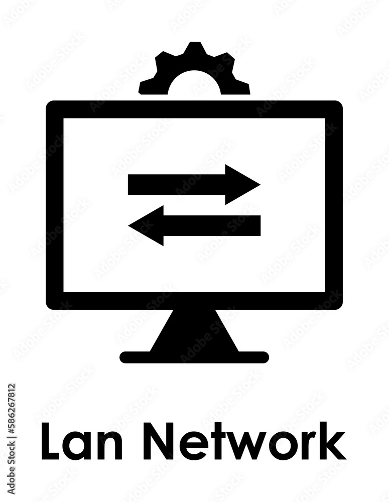 Aufkleber monitor, gear, lan network icon. element of business icon for mobile concept and web apps. detailed 
