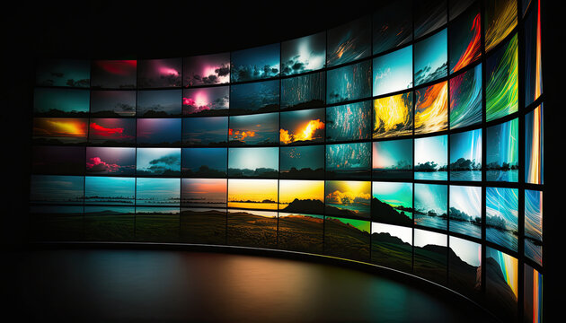 Ai generated illustration of lcd screens is use for exbibition, gaming, advertising and others