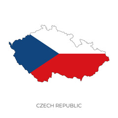 Czech Republic map and flag. Detailed silhouette vector illustration