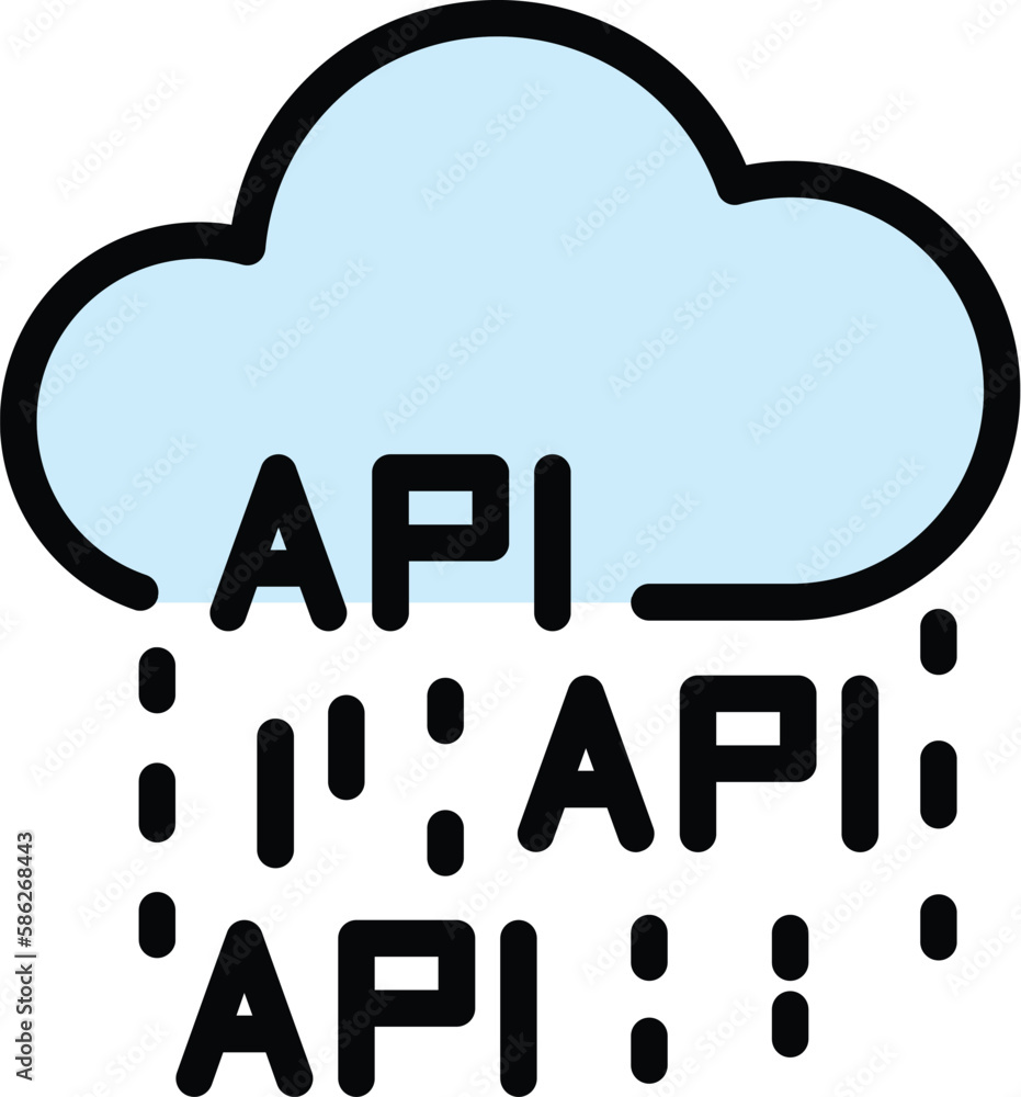  api data cloud icon. outline api data cloud vector icon for web design isolated on white background 