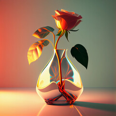 A beautiful rose flower plant in a flower vase