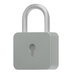 3D iron Padlock icons isolated on white background. Minimal lock icon. 3d  illustration.