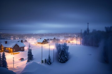 Rendering of Buried in Snow: A Small Town's Struggle. Generative AI. 