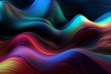 Colorful Abstract Line Waves, generative ai