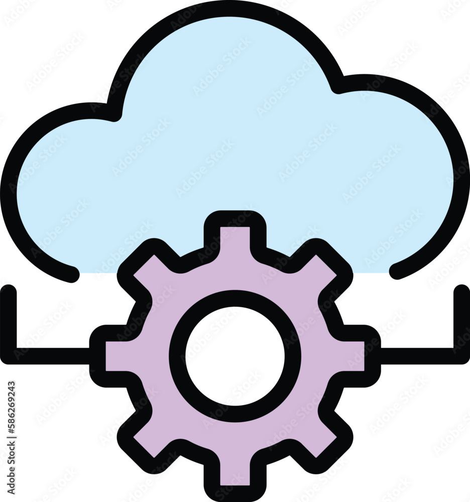 Poster api cloud gear icon. outline api cloud gear vector icon for web design isolated on white background 