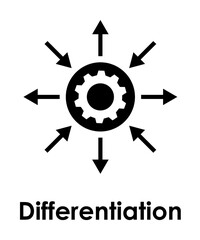 arrow, gear, settings, differentiation icon. One of business icons for websites, web design, mobile app