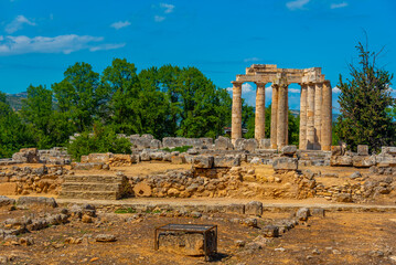 Ruins of temple of Zeus at ancient Nemea complex in Greece