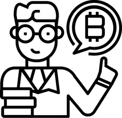 Bitcoin consultant icon. Bitcoin concept icon style