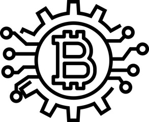 Bitcoin currency gear icon. Bitcoin concept icon style
