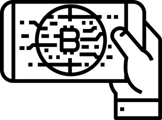 Bitcoin digital technology icon. Bitcoin concept icon style