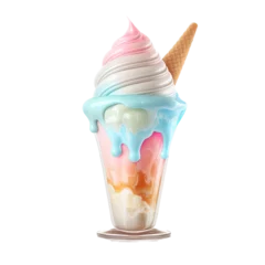 Foto op Plexiglas a summer-themed illustration featuring assorted ice cream and milkshakes dripping, with sprinkles, set on a transparent background and provided in PNG. Generative AI © Purple Penguin GFX