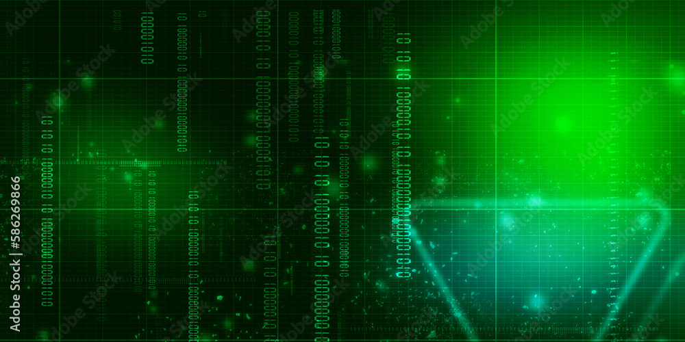Poster 2d illustration abstract digital binary data on computer screen