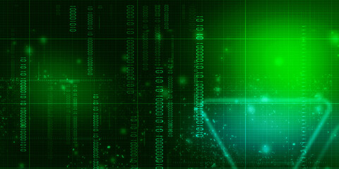 2d illustration abstract digital binary data on computer screen
