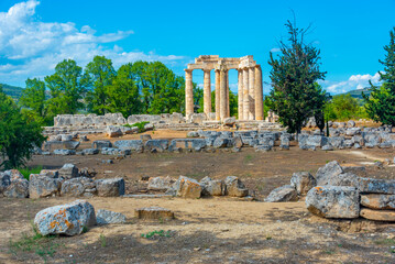 Ruins of temple of Zeus at ancient Nemea complex in Greece