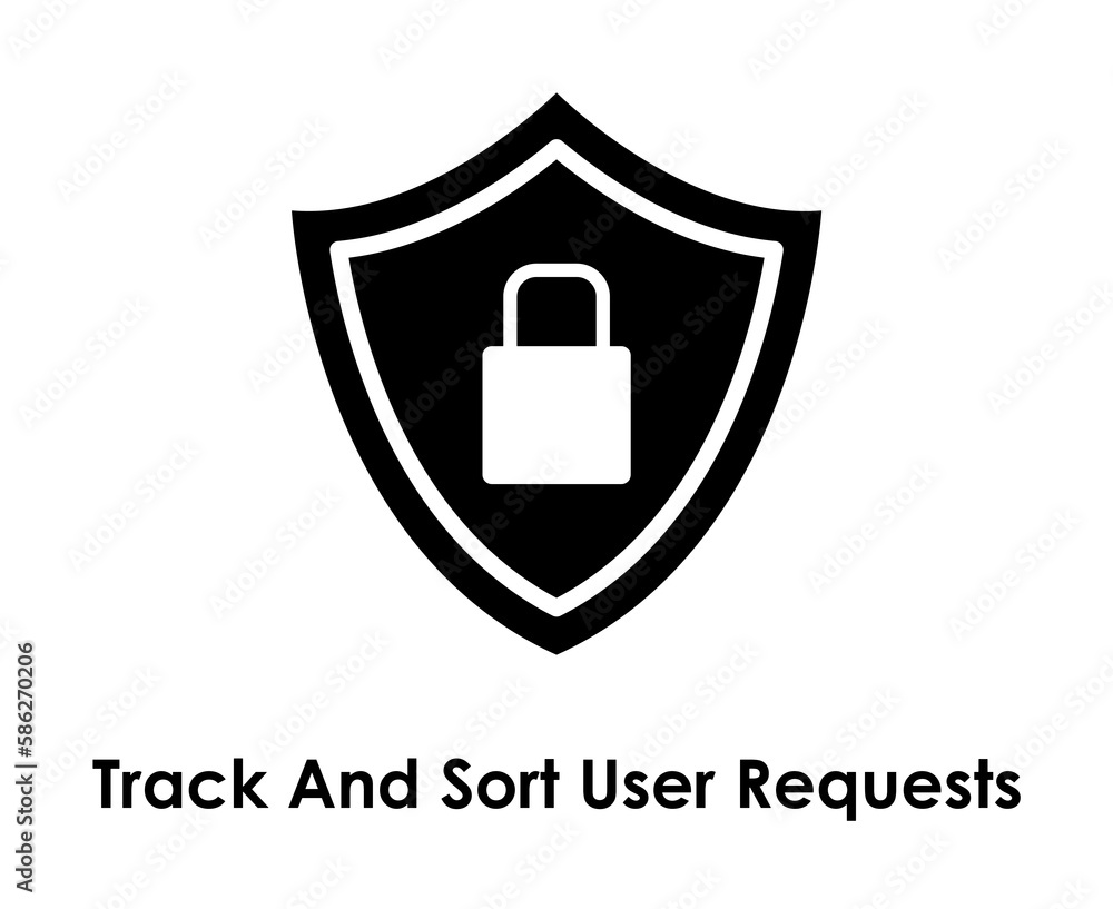 Poster shield, lock, track and sort user requests icon. one of business collection icons for websites, web 