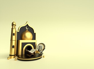 Islamic Ramadan Podium Stage Template Beige Color Background