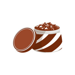 Chocolate-nut paste. Delicious, nutritious dessert in a jar. Vector