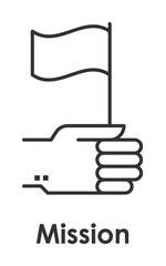 hand, flag, mission icon
