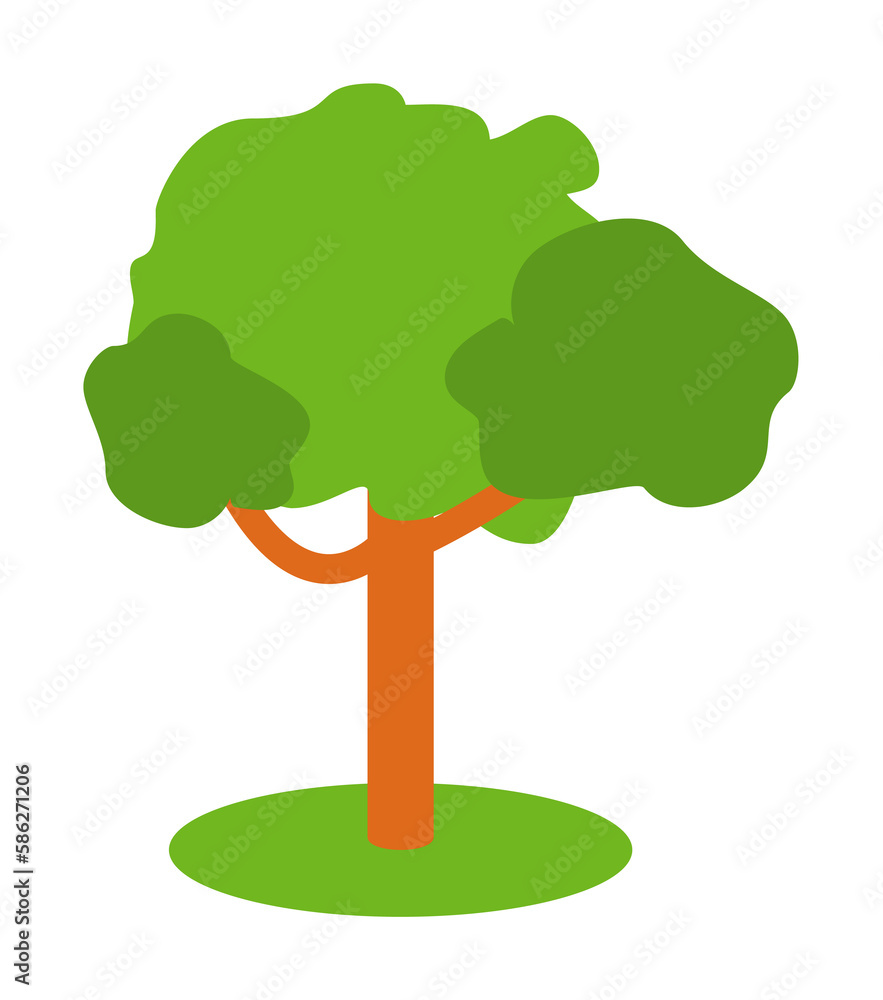 Poster deciduous tree colored illustration. element of camping icon for mobile concept and web apps. flat d