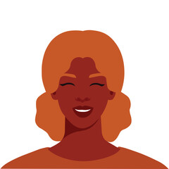 Black woman smiling with eyes closed in elegant vector portrait