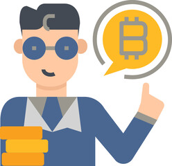 Digital money bitcoin icon. Bitcoin concept icon style