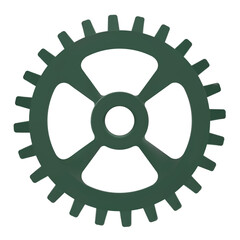 3D green Gear icon. Transmission cogwheels and gears are isolated on white background.Green Machine gear, setting symbol, Repair, and optimize workflow concept. 3d  illustration.